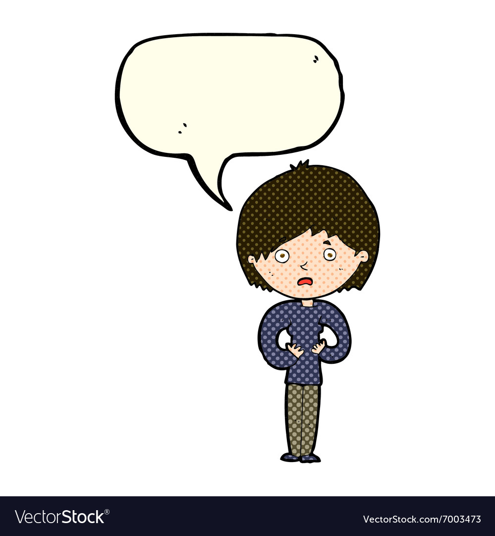 Cartoon woman making who me gesture with speech Vector Image