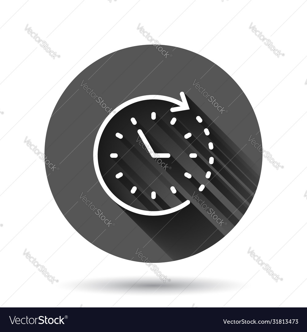 Clock icon in flat style watch on black round