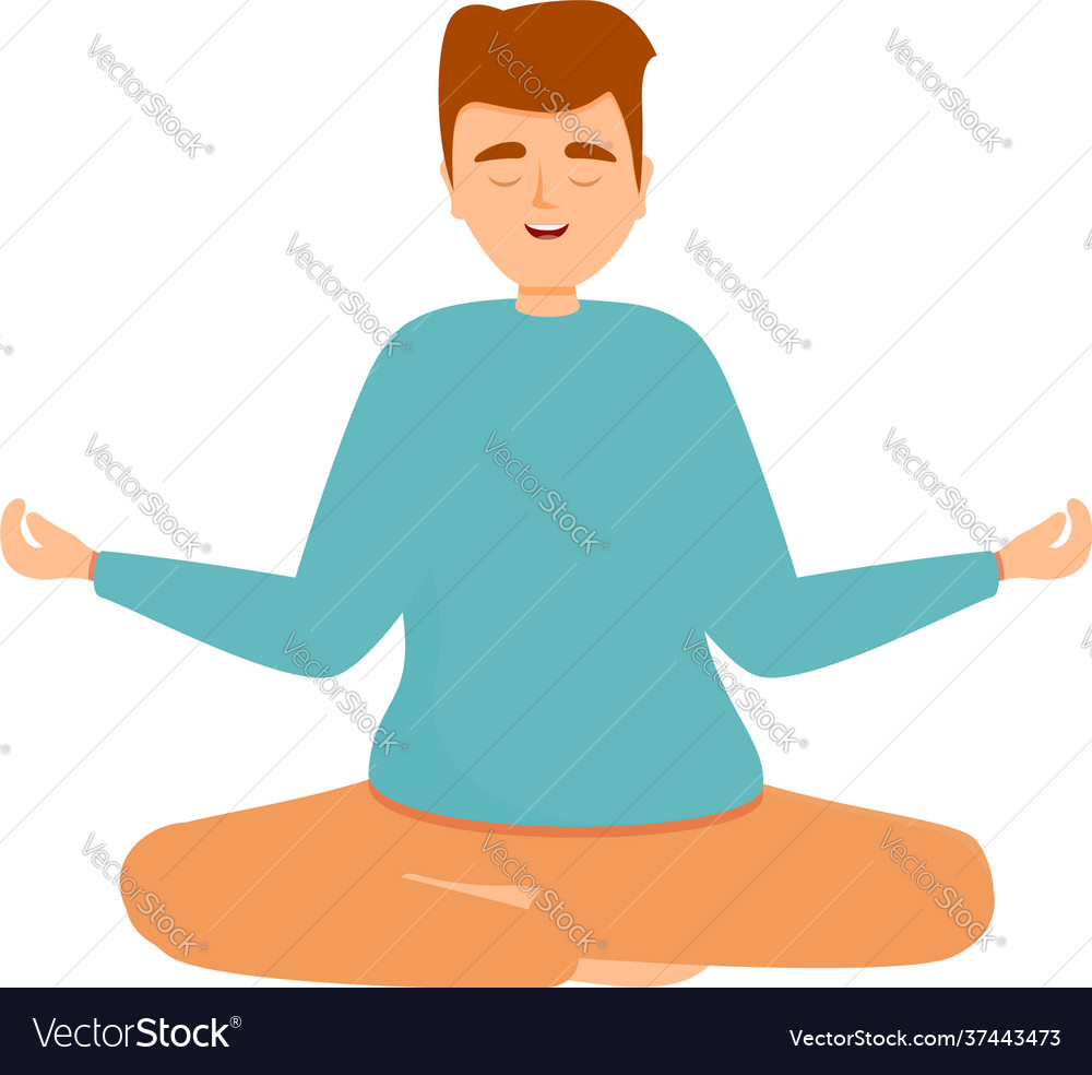 Concentrated meditation icon cartoon style Vector Image