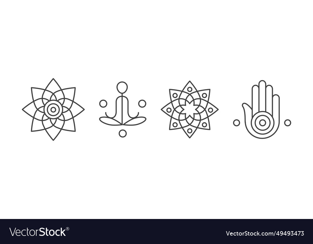 Line yoga and meditation spiritual sign set Vector Image