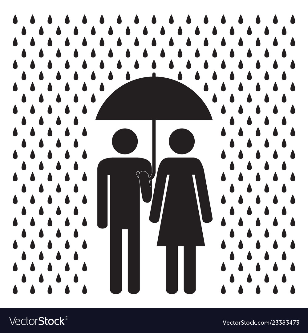 Man and woman under the rain