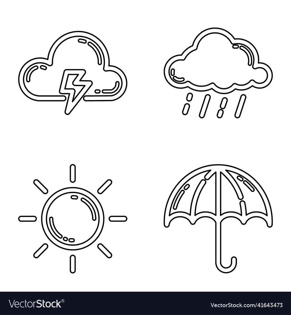 Weather white flat icon set isolated