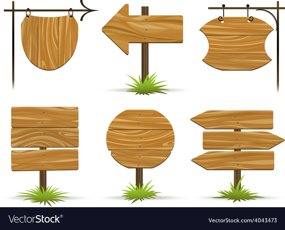 Wooden pointers and signs Royalty Free Vector Image