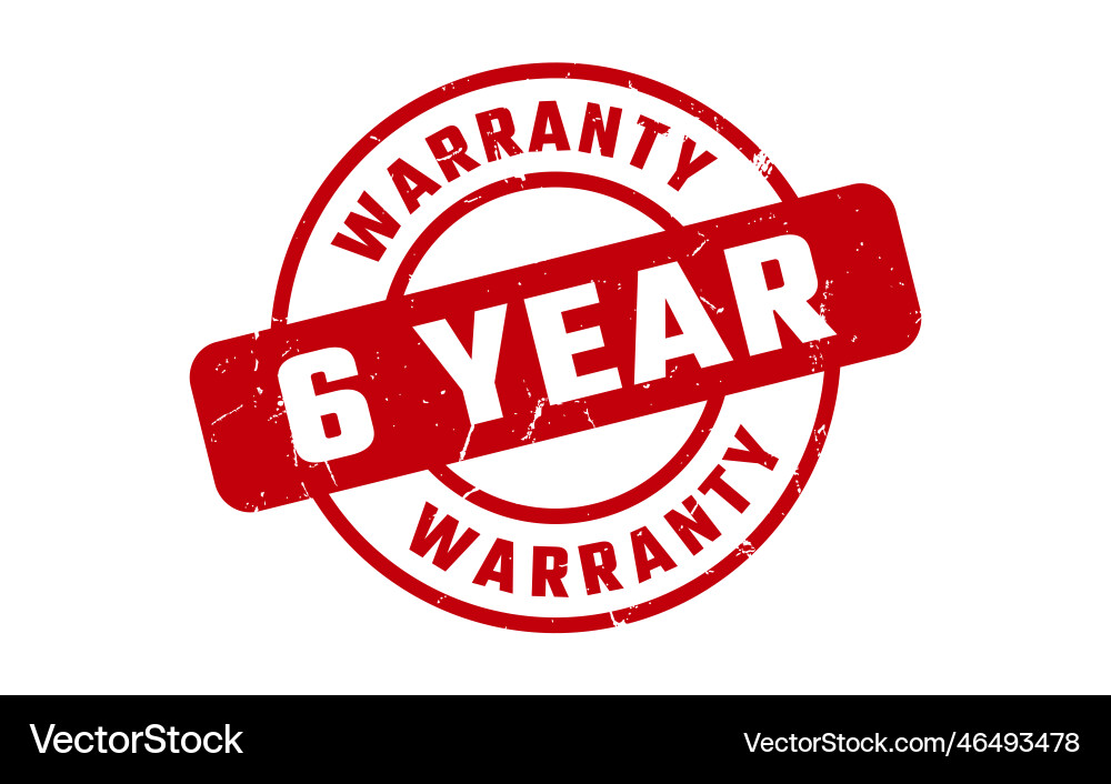 6 year warranty rubber stamp Royalty Free Vector Image