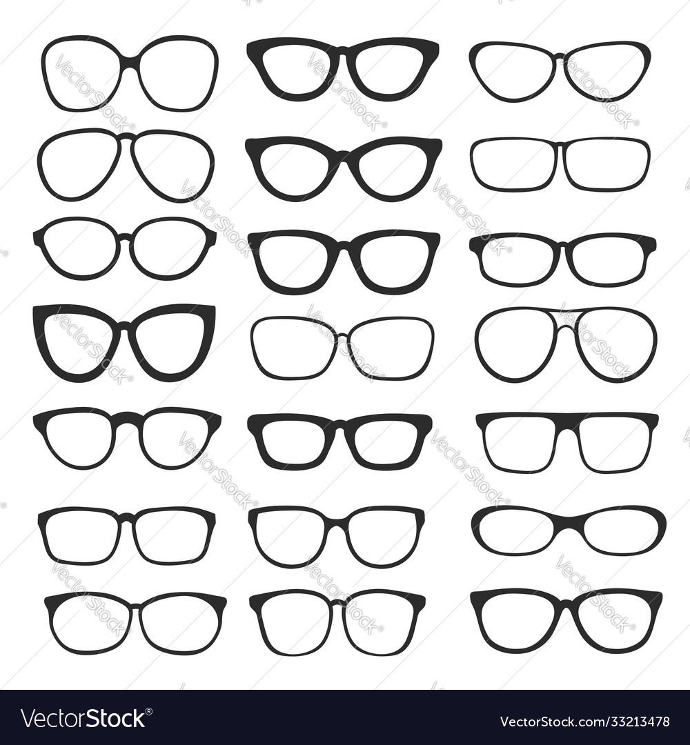 Big set glasses icon shape for design element Vector Image