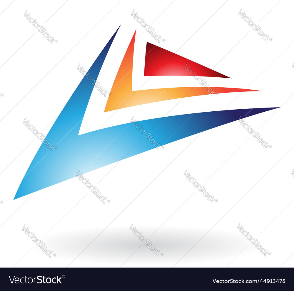 Blue orange and red abstract arrow like triangle