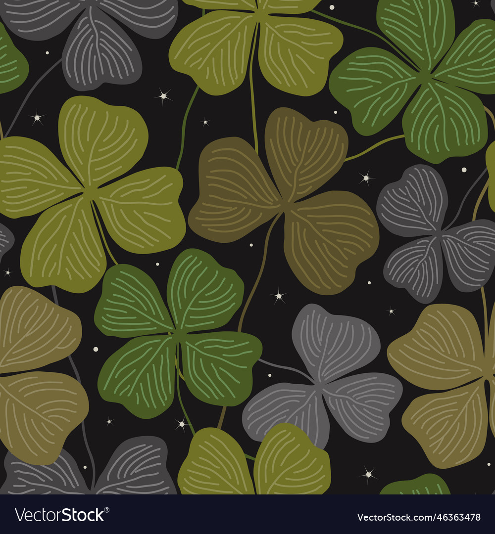 Clover leaf seamless pattern hand drawn