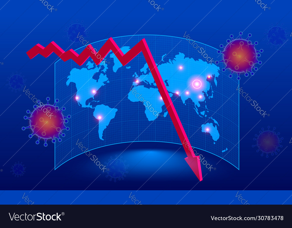 Isometric global economic impacts 2020 Royalty Free Vector