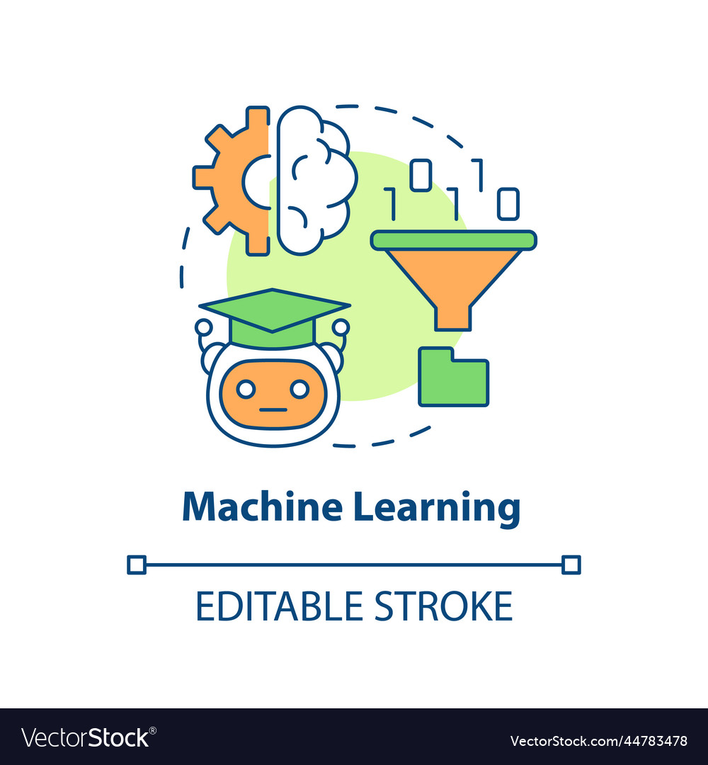 Machine learning concept icon Royalty Free Vector Image