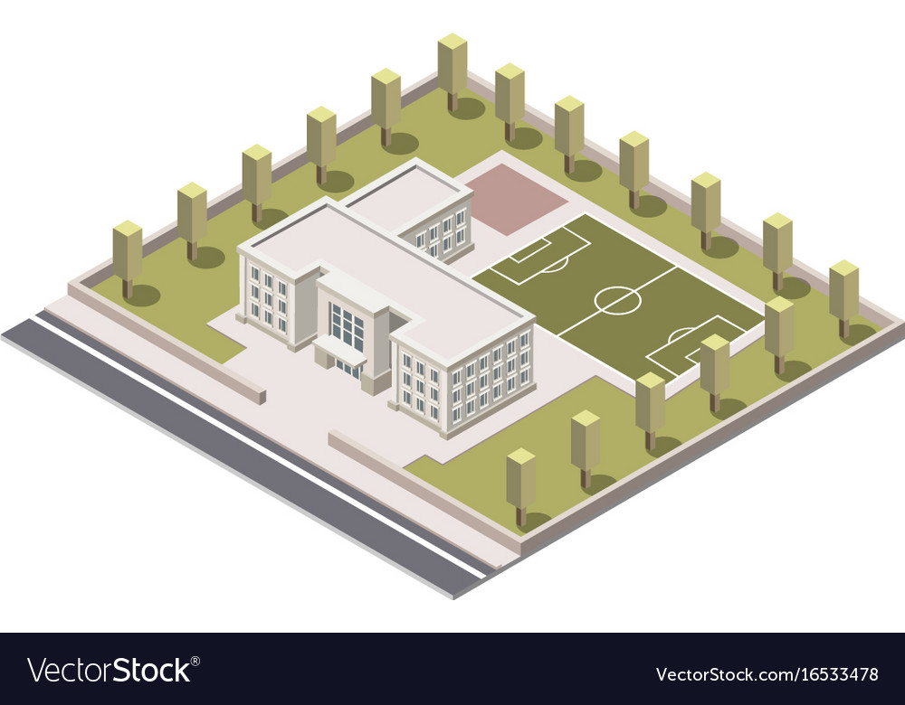 School Isometric On White Background Royalty Free Vector
