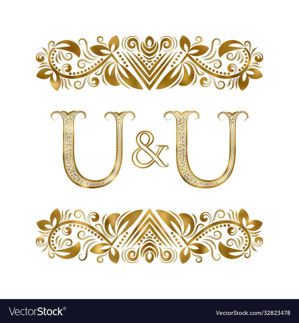 U and vintage initials logo symbol letters Vector Image