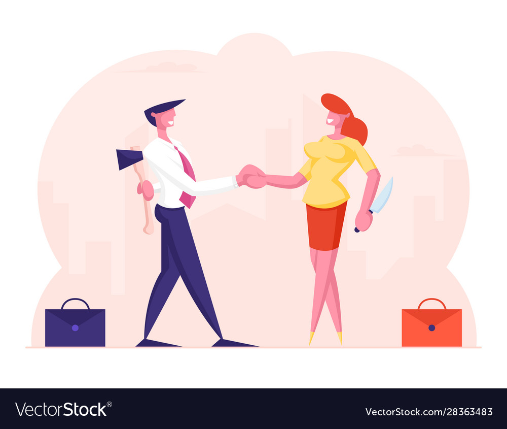 Betrayal concept businessman and businesswoman Vector Image