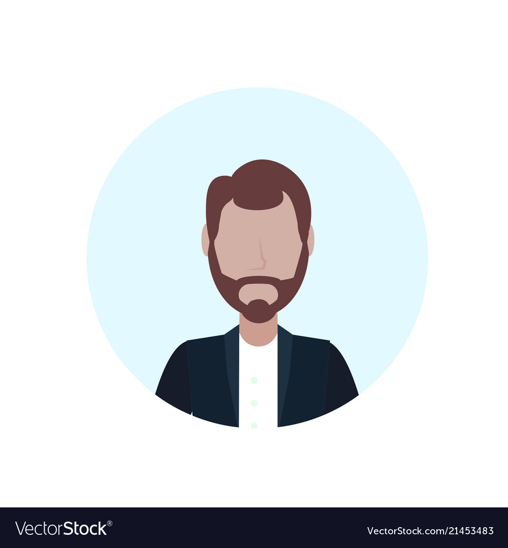 Brown hair man avatar isolated faceless beard male