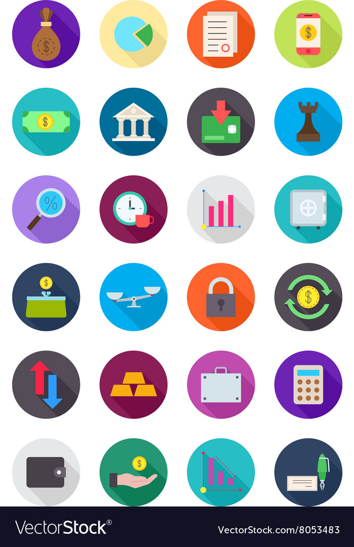 Color round finance icons set Royalty Free Vector Image