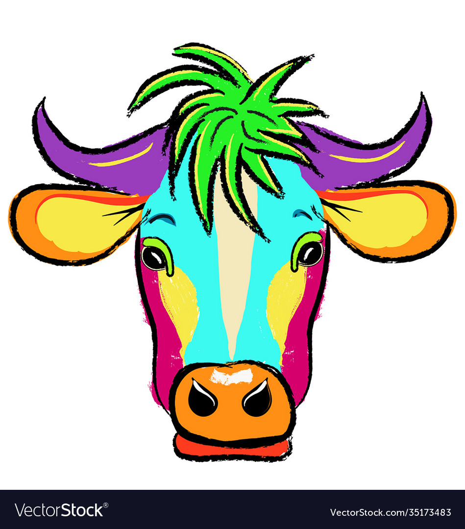 Colored cows head