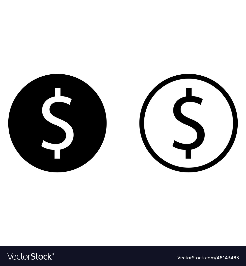 Dollar icon set in two styles usd currency Vector Image