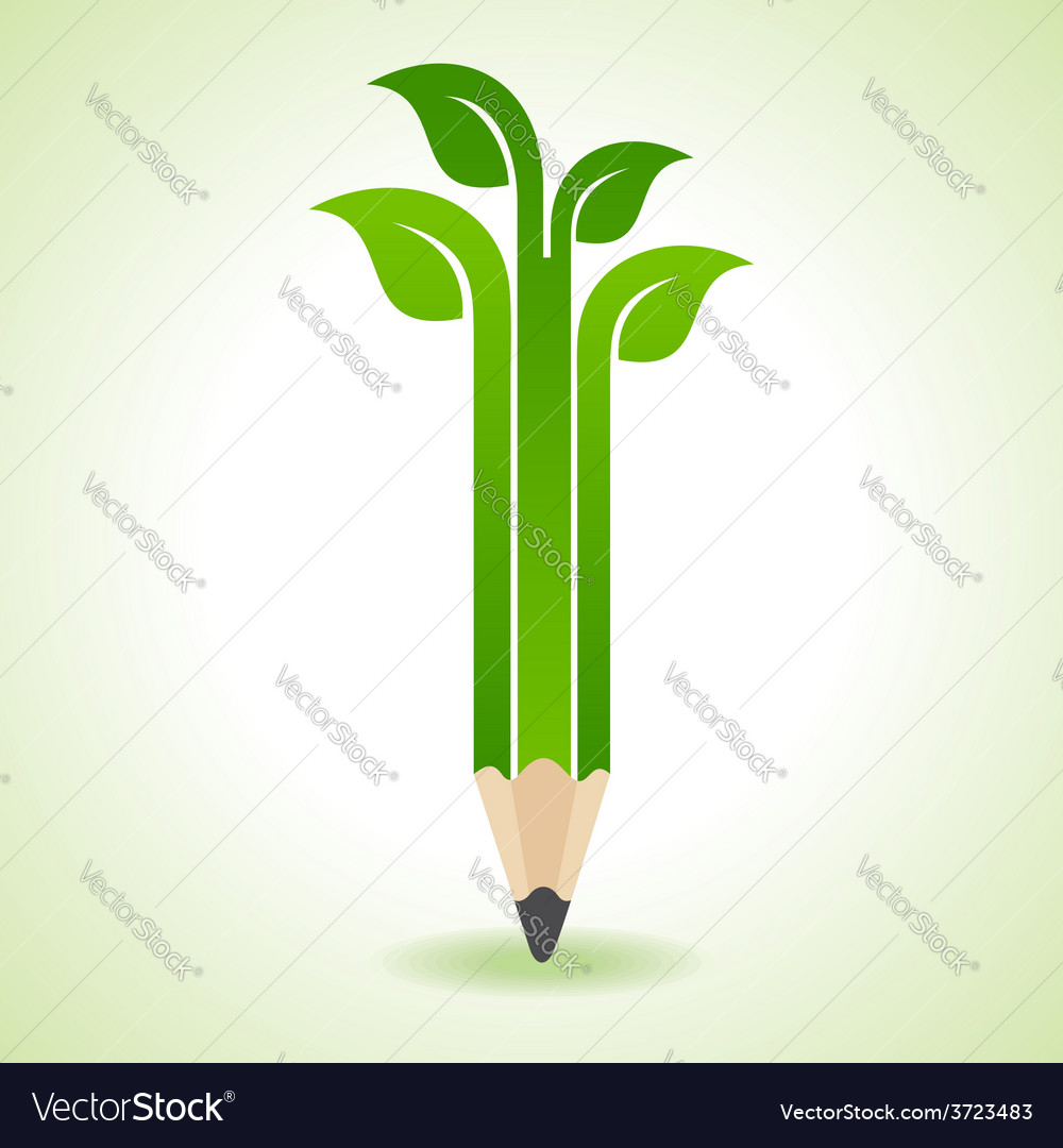 Ecology concept - pencil with leaf