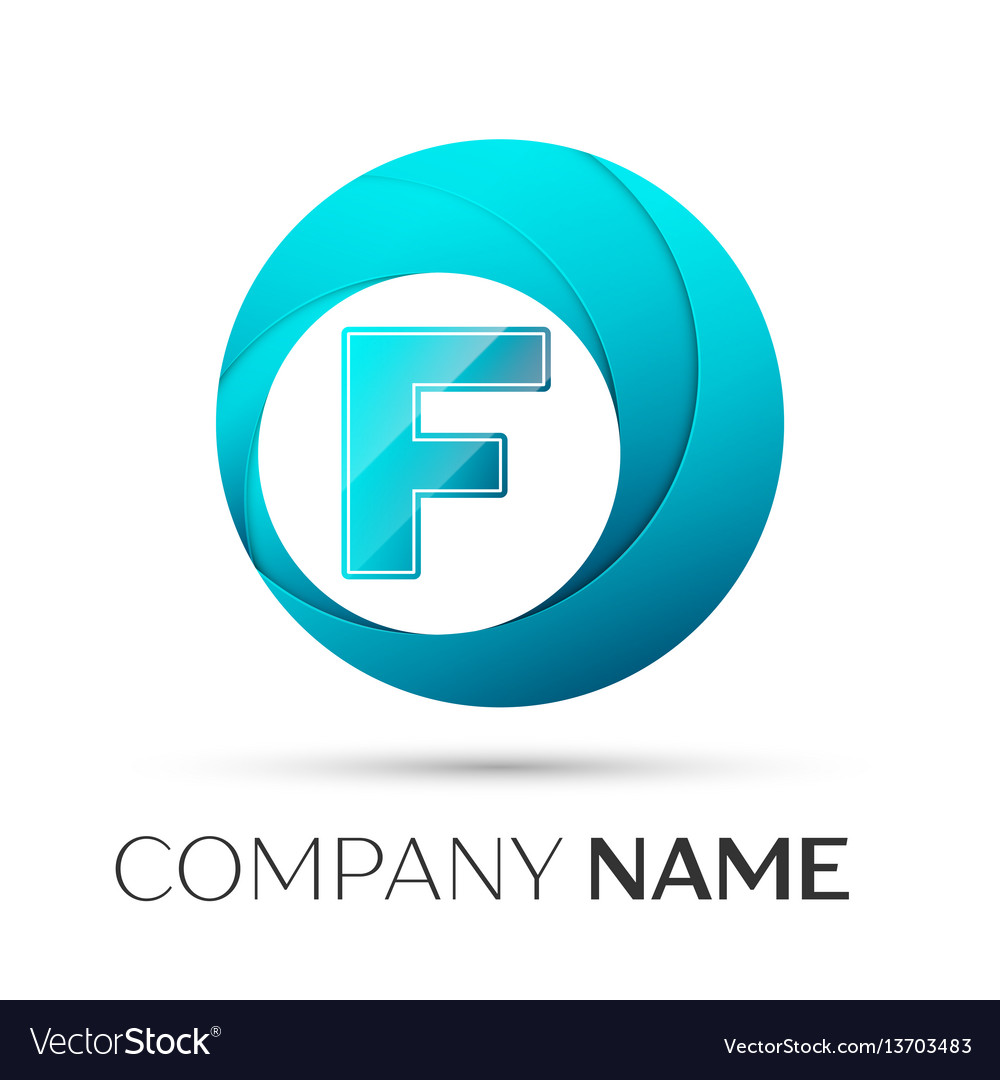 Letter f logo symbol in the colorful circle Vector Image