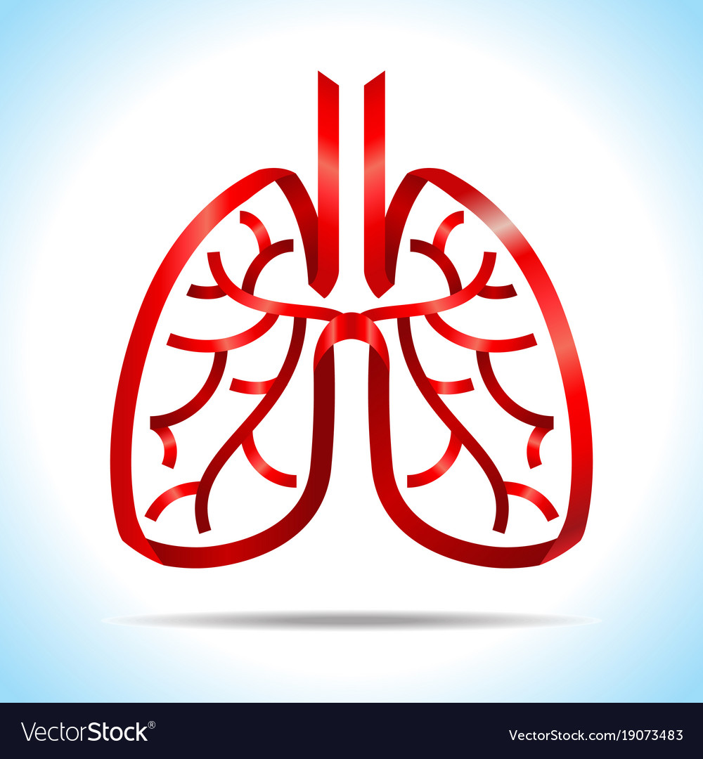 Red ribbon lung logo Royalty Free Vector Image