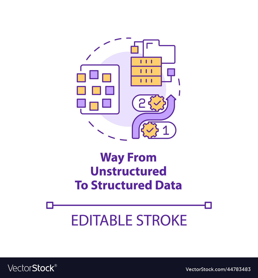 Way from unstructured to structured data concept Vector Image