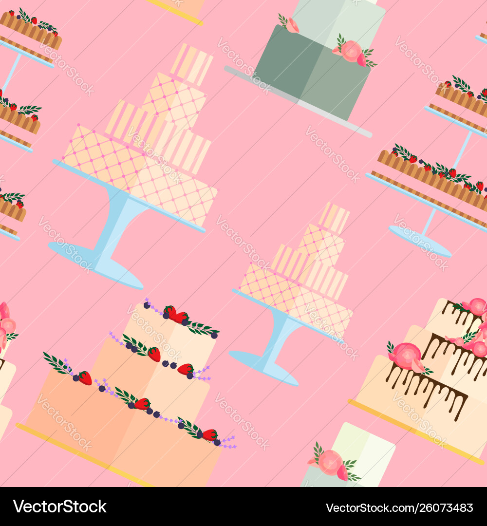 Wedding cakes seamless pattern pie Royalty Free Vector Image