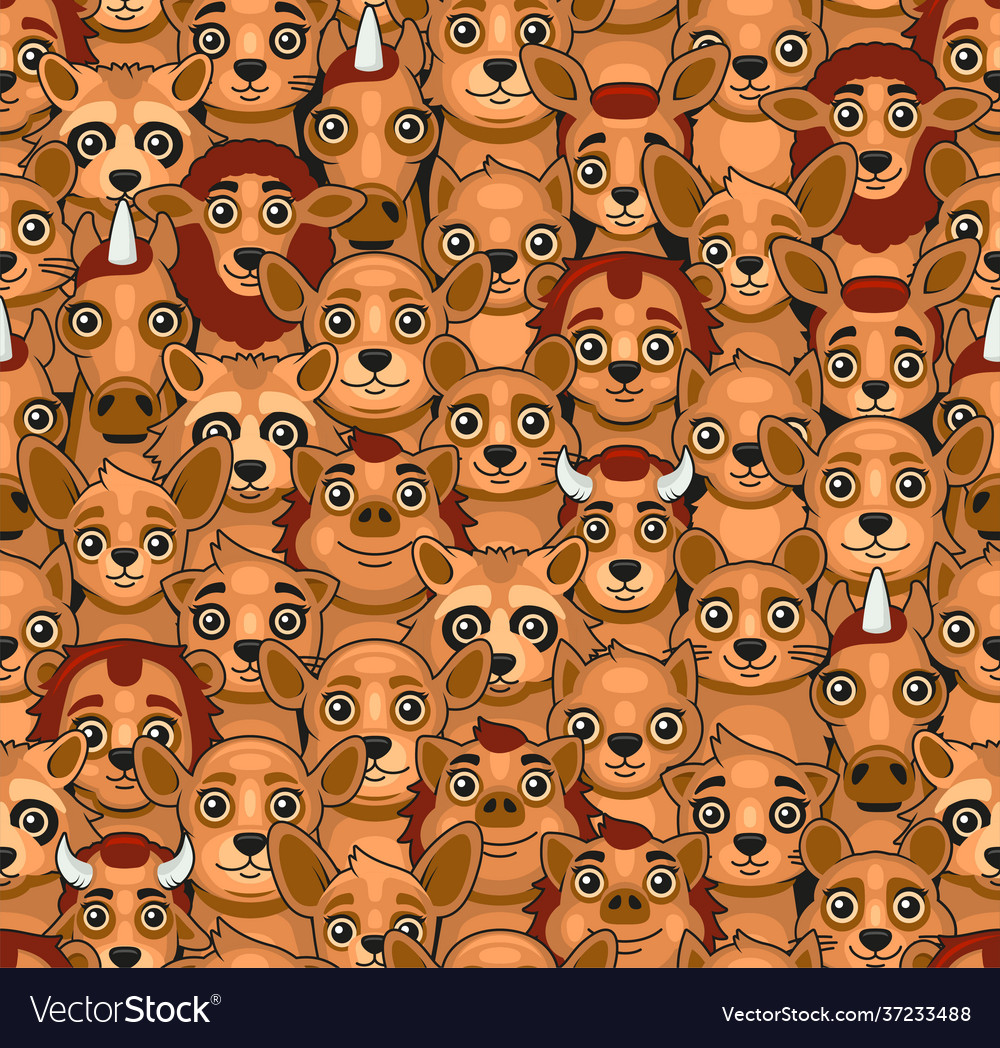 Animals seamless pattern cute cartoon style