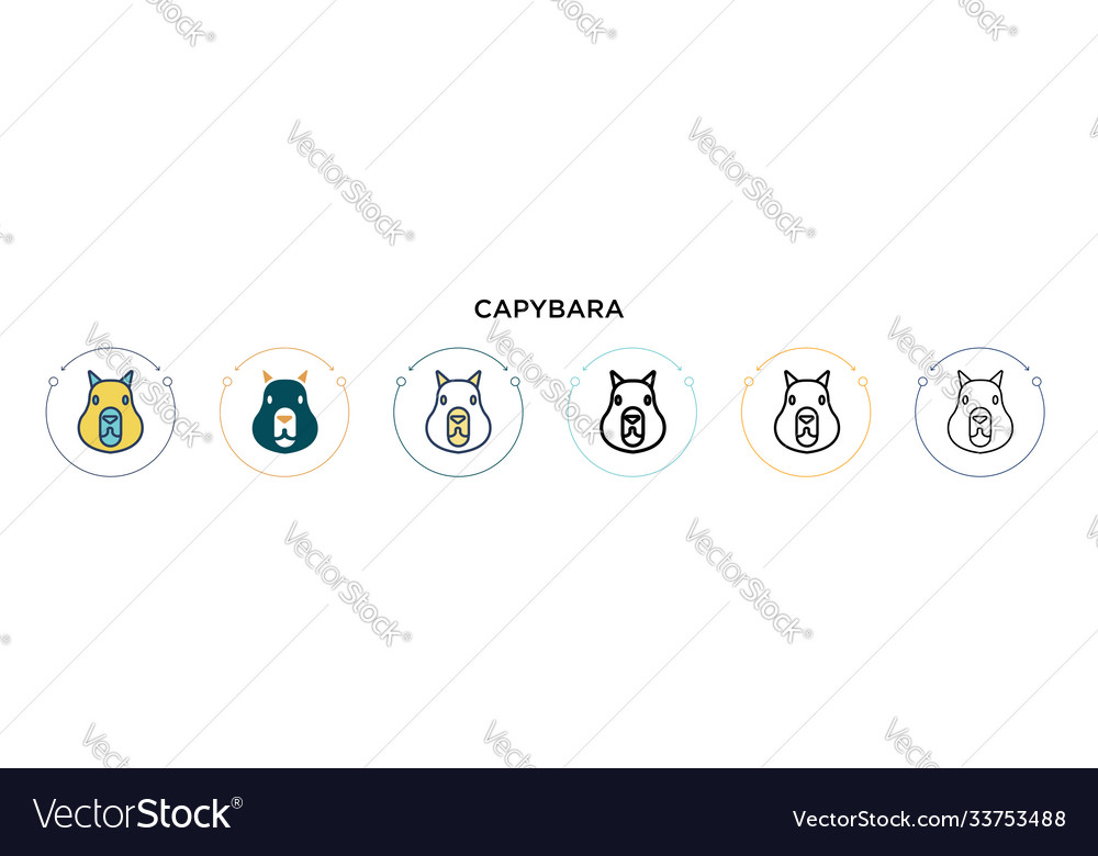 Capybara icon in filled thin line outline