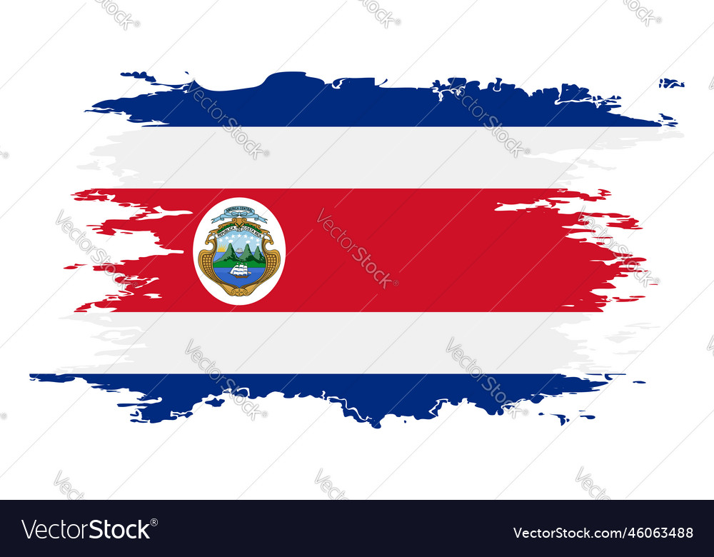Costa rica flag grunge brush color image Vector Image