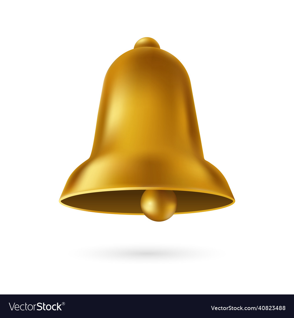 Golden realistic bell yellow symbol of merry