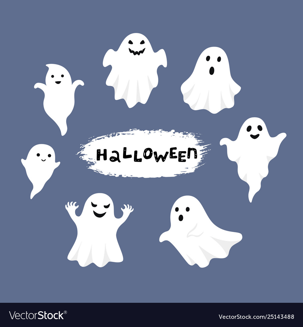 Cute ghost isolated halloween concept Royalty Free Vector