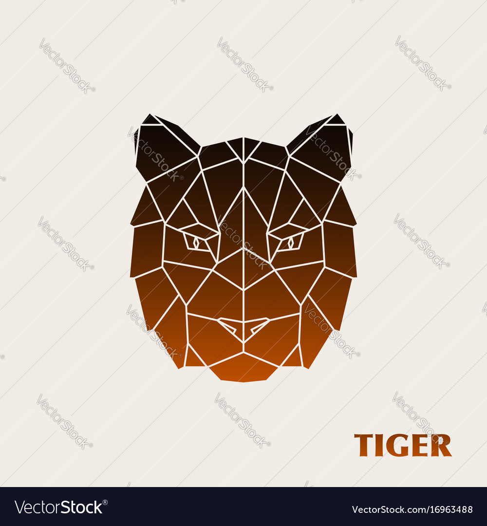 Polygonal tiger head wild animal