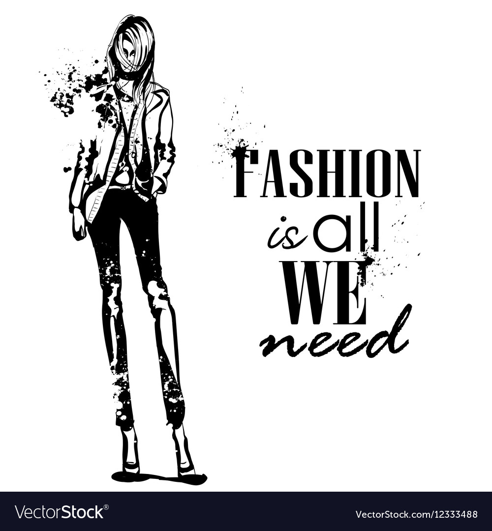 Portrait of trendy look girl Royalty Free Vector Image