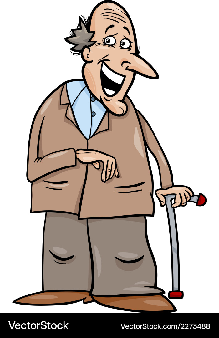Senior With Cane Cartoon Royalty Free Vector Image