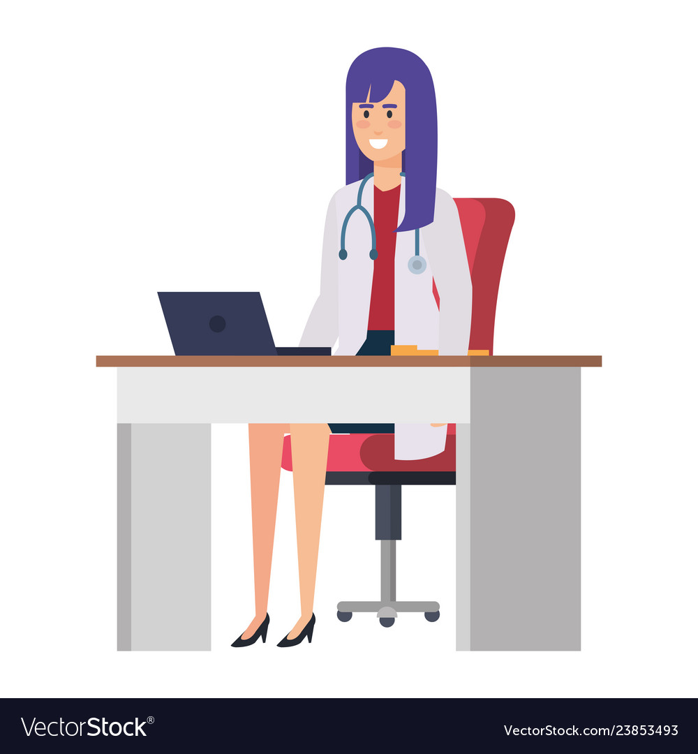 Female doctor in consulting room Royalty Free Vector Image