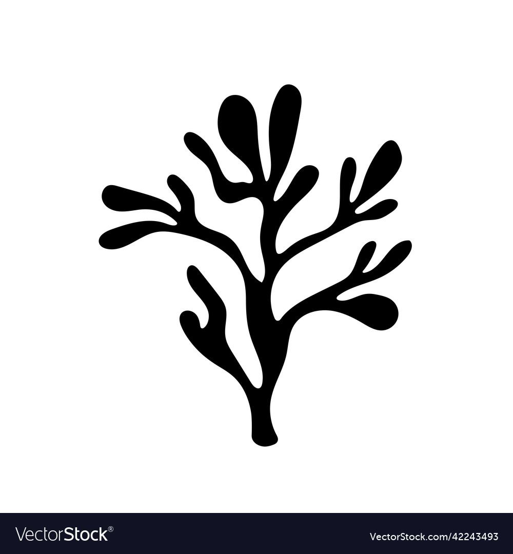 Isolated black silhouette branch artistic floral Vector Image