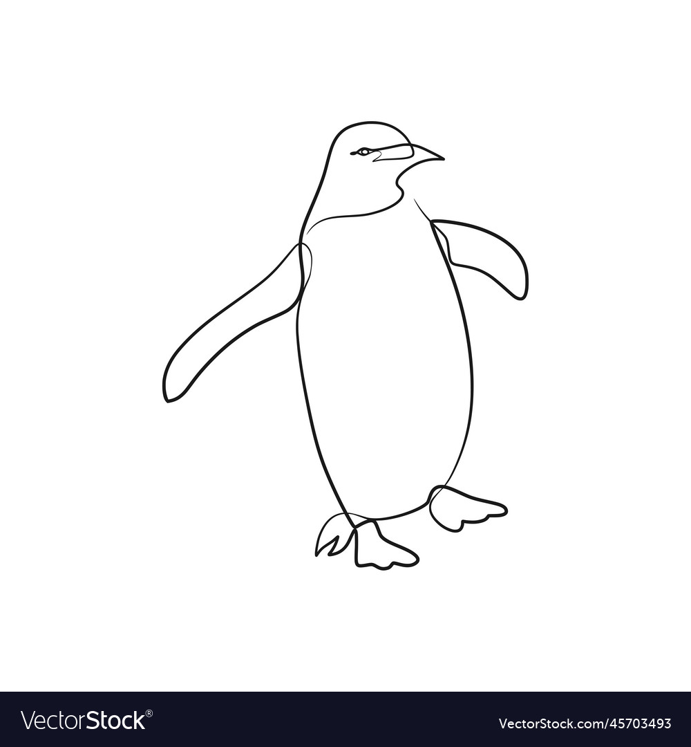 Penguin continuous one line art drawing Royalty Free Vector