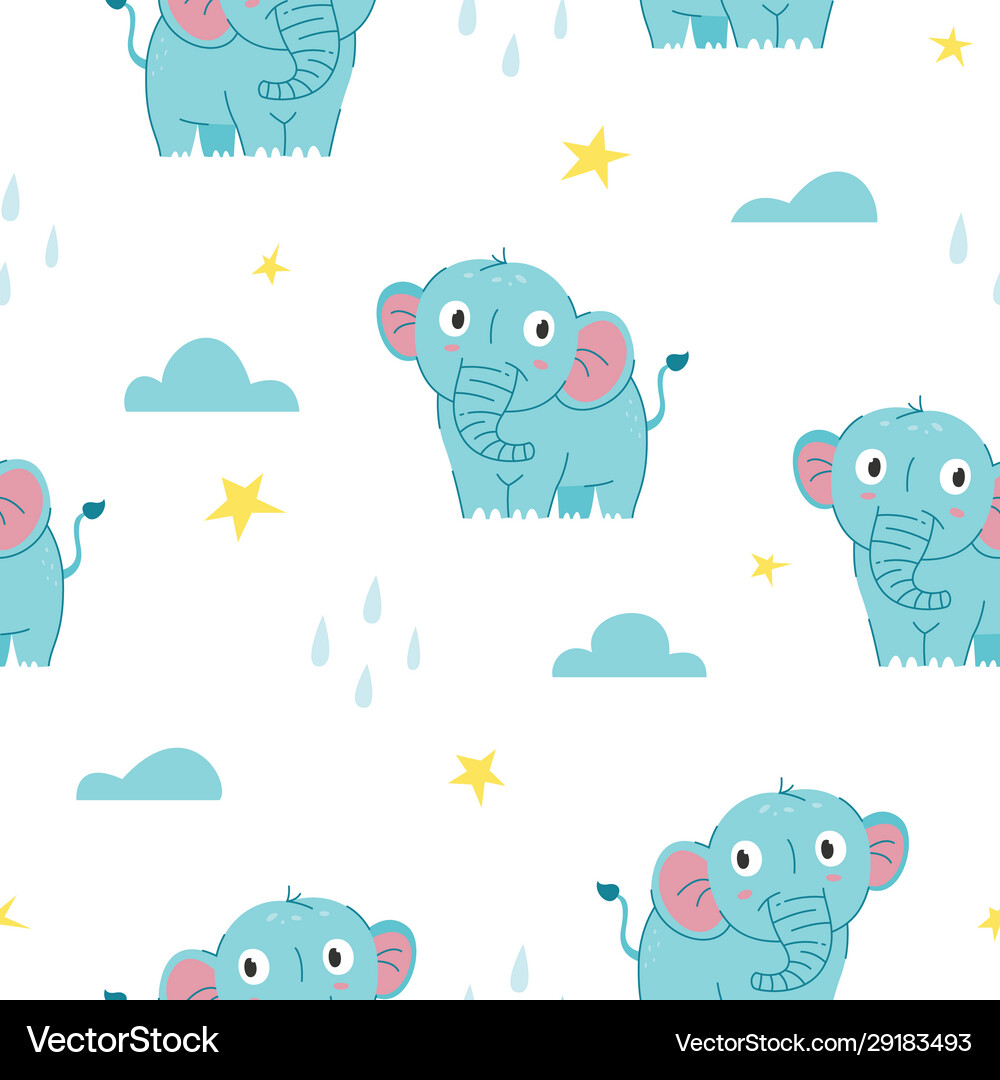 Seamless pattern cute baelephant Royalty Free Vector Image