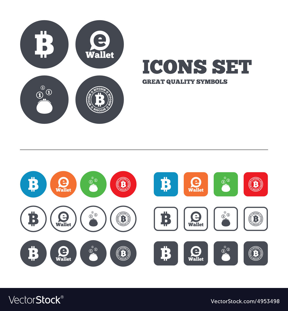 Bitcoin icons electronic wallet symbol