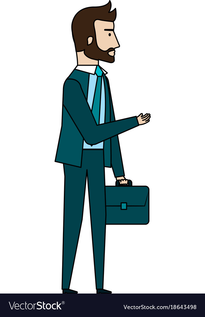 Businessman with portfolio avatar character