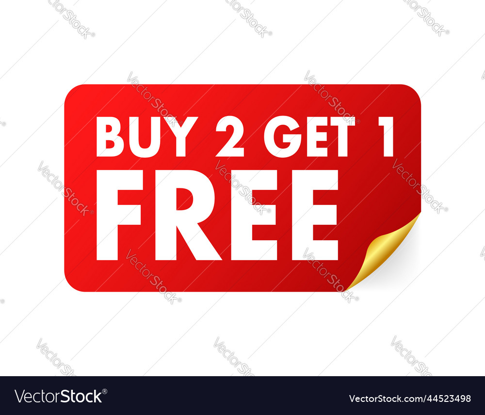 Buy 2 get 1 free sale tag banner design template Vector Image Buy 2 get 1 free sale tag banner design template Vector Image