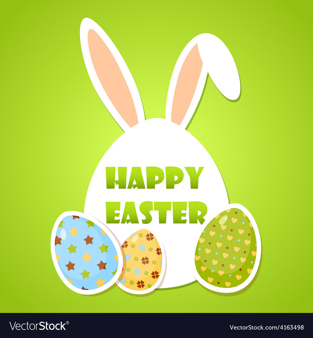 Cute Easter Poster With Eggs And Rabbit Ears Vector Image