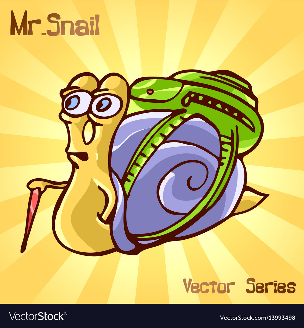 Mr snail with traveler Royalty Free Vector Image