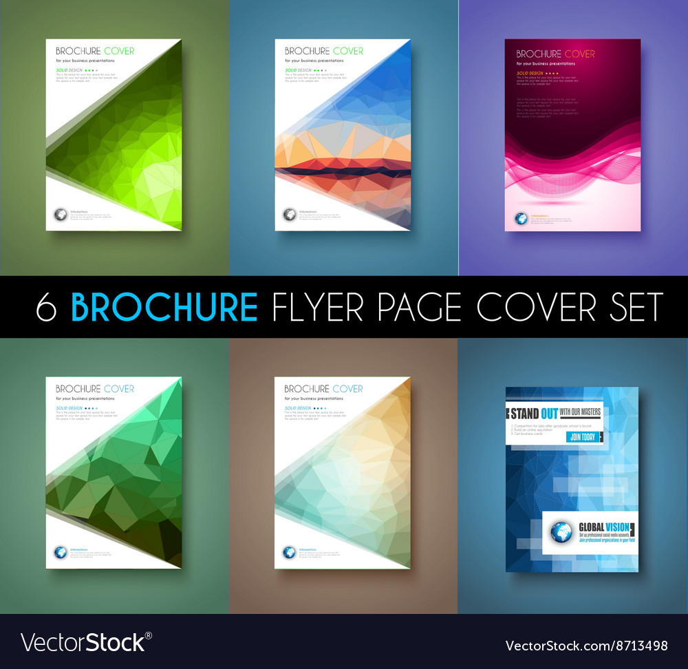 Set of 6 brochures templates flyer designs Vector Image