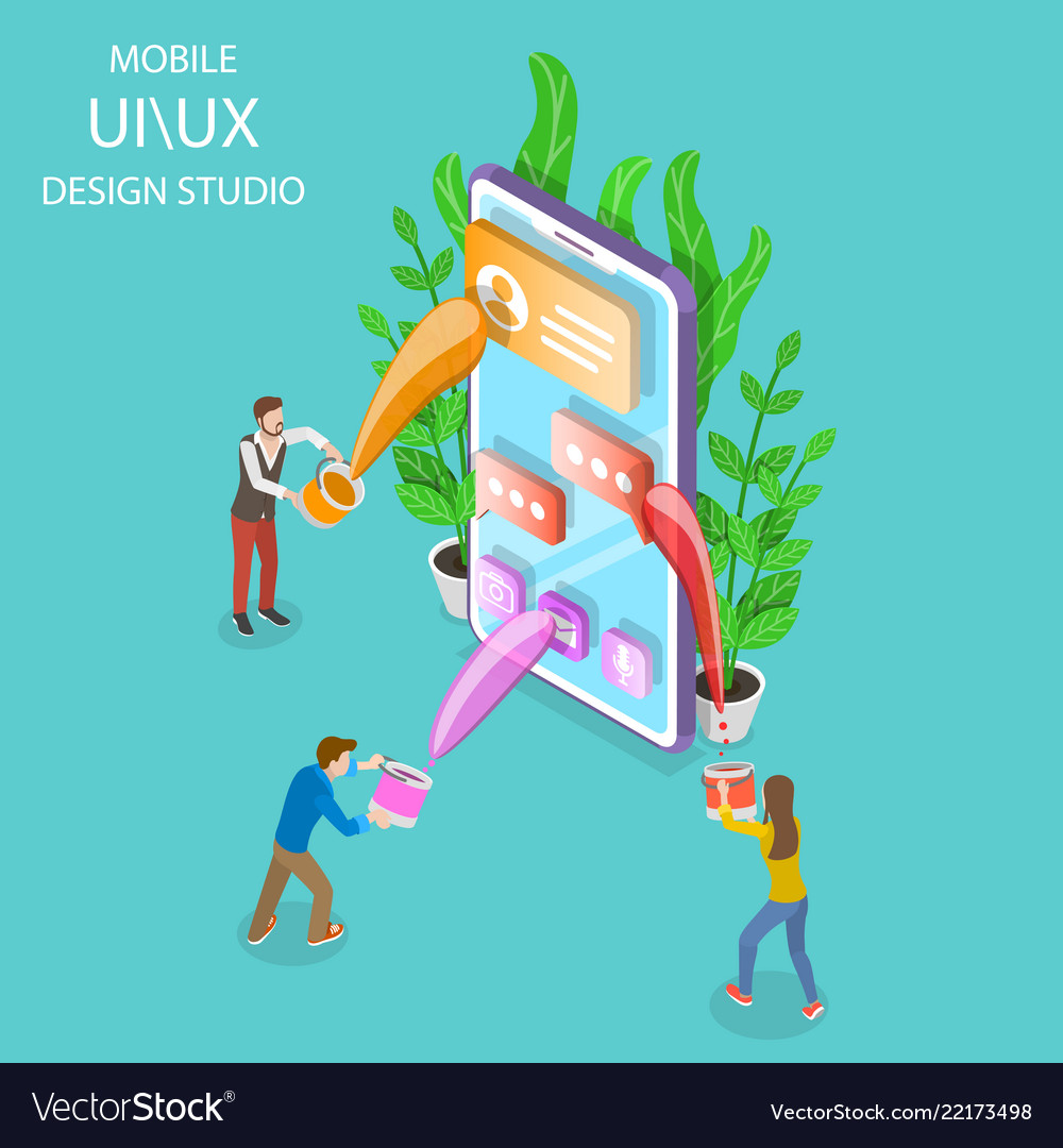 Ui and ux design studio isometric flat Royalty Free Vector