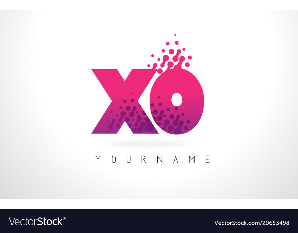 Xo x o letter logo with pink purple color