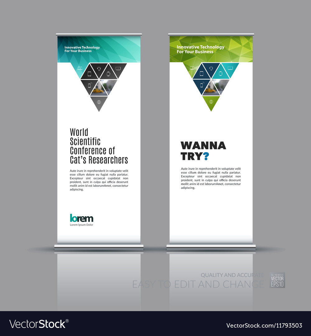 Business Set Of Modern Roll Up Banner Stand Vector Image