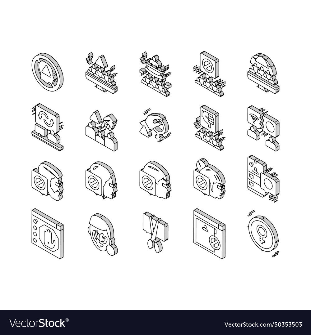 Cancel culture and discrimination isometric icons Vector Image