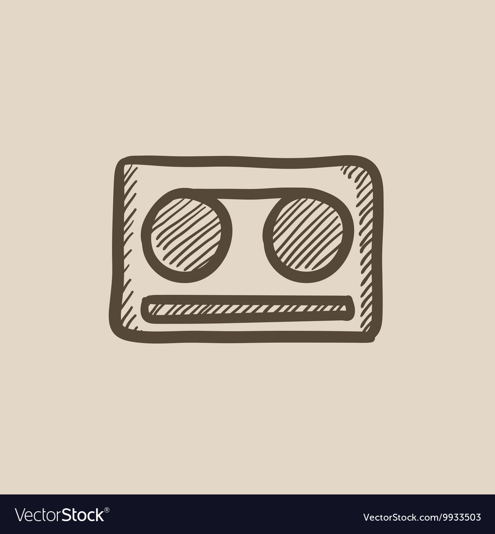 Cassette tape sketch icon