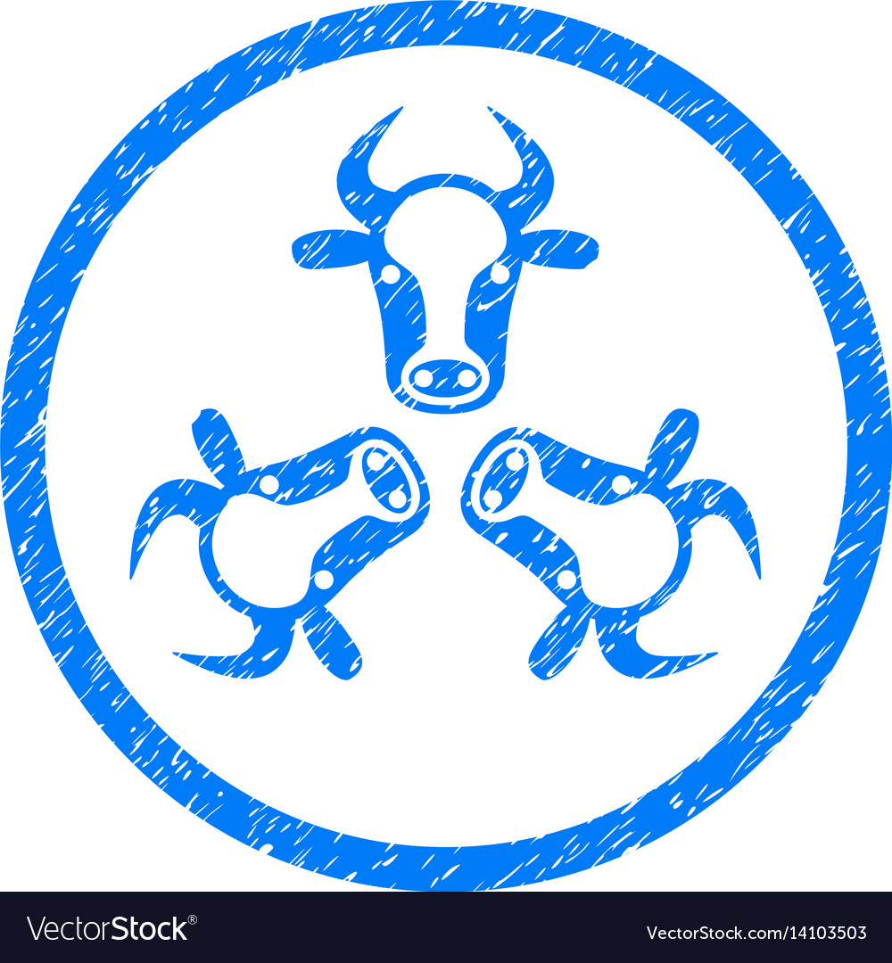 Cow trinity rounded grainy icon Royalty Free Vector Image