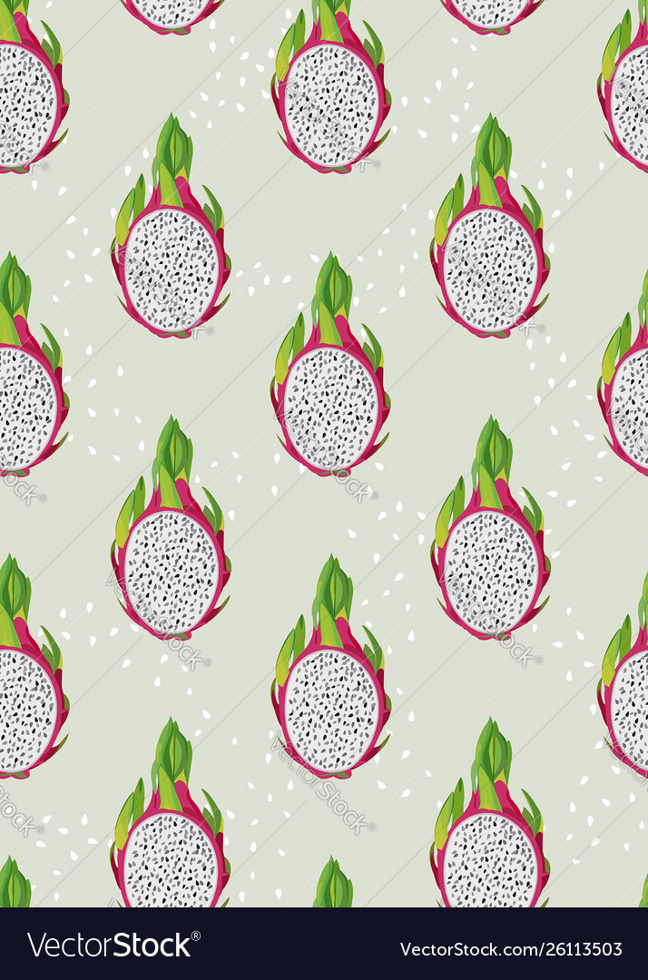 Dragon fruit slice seamless pattern with seed